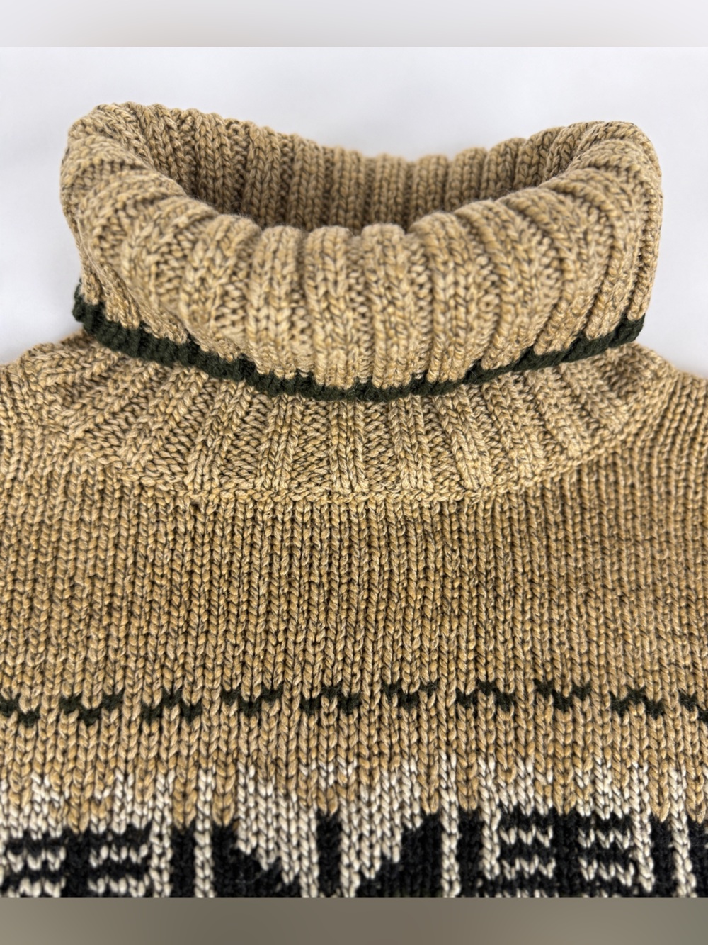 East West Fashions Women’s M Fair Isle Turtleneck Sweater Brown Green Orange - Picture 4 of 10